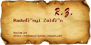 Radványi Zalán névjegykártya